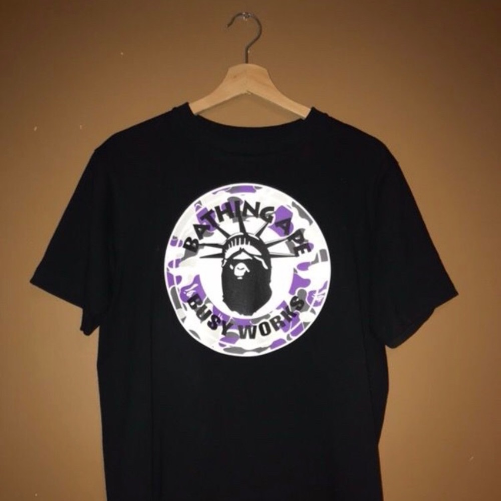 Black Busy Works Bape (A Bathing Ape) Tee/T-shirt